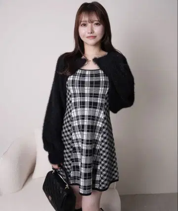 LIP SERVICE 페더 체크 앙상블 원피스