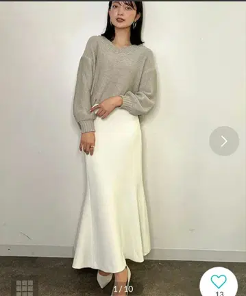 anuans 로우 게이지 V넥 니트