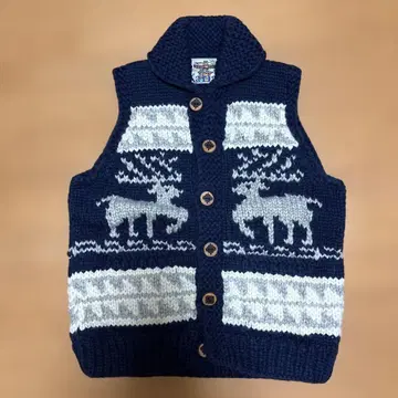 루돌프 무늬 니트 베스트 네이비