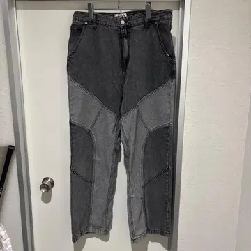 CRITIC 패치워크 데님 팬츠 그레이 XL