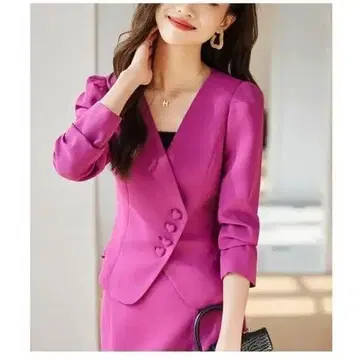 핑크 V넥 긴팔 자켓