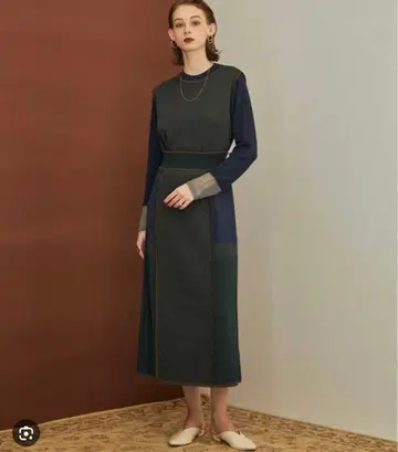 파이핑 자카드 니트 스커트