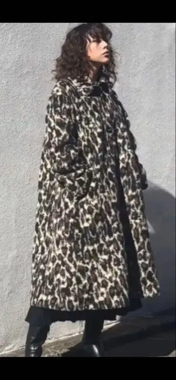 MOUSSY 백턱 A라인 코트 레오파드 코트