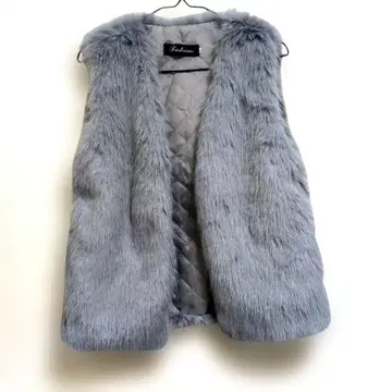 [택 포함 새상품] 인조 모피 베스트 그레이색