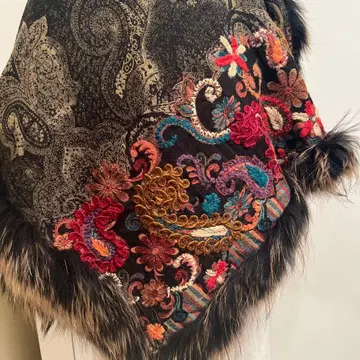 스톨 숄 자수 에코 퍼 미사용 새상품 대형