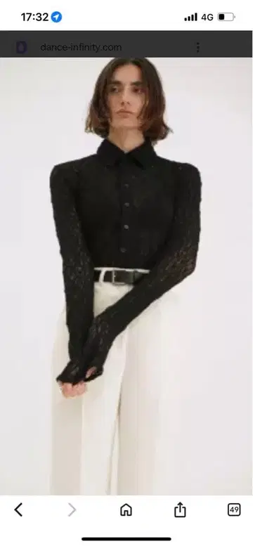 CLANE 레이스 셔츠 블랙