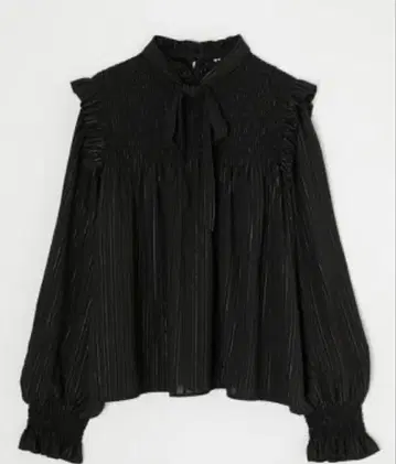 MOUSSY STRIPE BOW TIE 블라우스 블랙