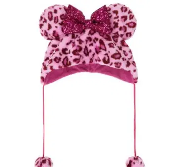 핑크 레오파드 무늬 미키 모양 모자