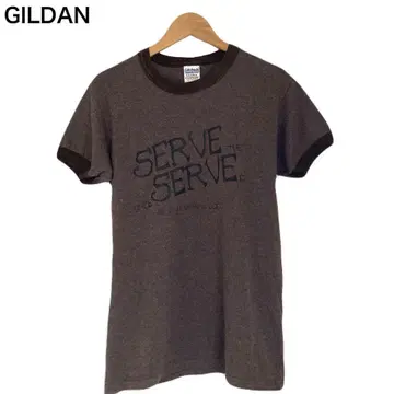 길단 링거 T셔츠 프린트 빅 로고 면 브라운 반팔 둥근넥 S