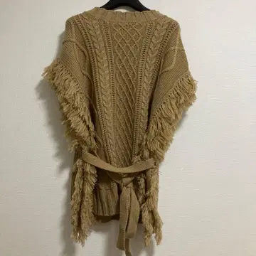 밀크페도 니트 베스트 롱 프린지 브라운 F