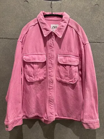 미사용 [ ZARA ] 자라핑크 데님 자켓 커버올 오버 사이즈