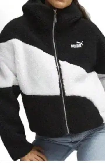 PUMA 후드 부착 보아 자켓 블랙 화이트