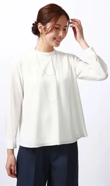 [미사용품] 아오야마 양복 하이넥 턱 블라우스 긴팔