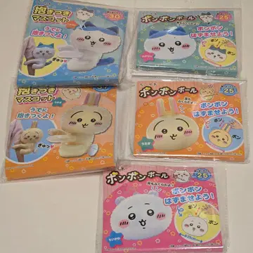 모자 꽁지 공 안고 있는 마스코트 치이카와 (먼작귀) 하치와레 토끼 세트