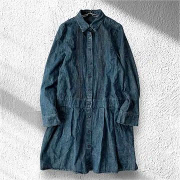 [모드패스] 데님 셔츠 원피스 튜닉 소매 롤업 가능 풀 버튼 M