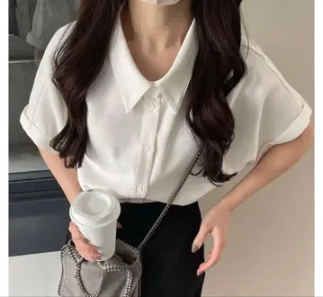 nairo 디자인 컬러 숏 슬리브 셔츠 화이트