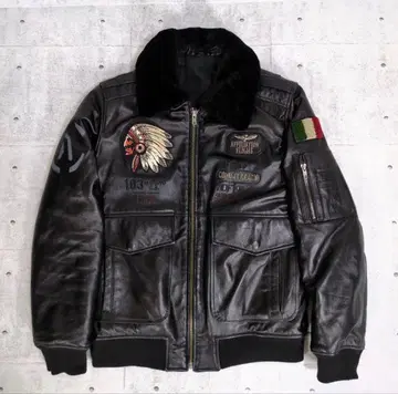 블랙 가죽 아우터 퍼 카라 부착