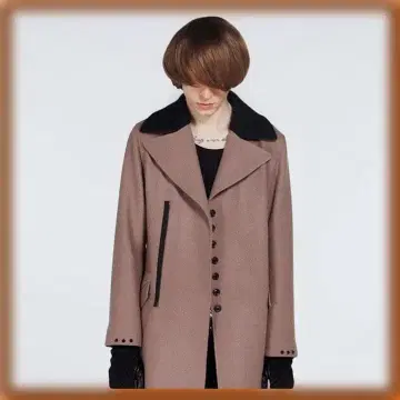 새상품급 캐시미어 혼방 롱 울 코트 핑크 베이지 SHAREEF 일본제