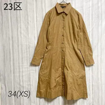 23구 [ 34(XS) ] 셔츠 원피스 허리 리본 베이지 내추럴