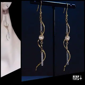 1192 롱 귀걸이 펄 귀찌 액세서리 골드 파티