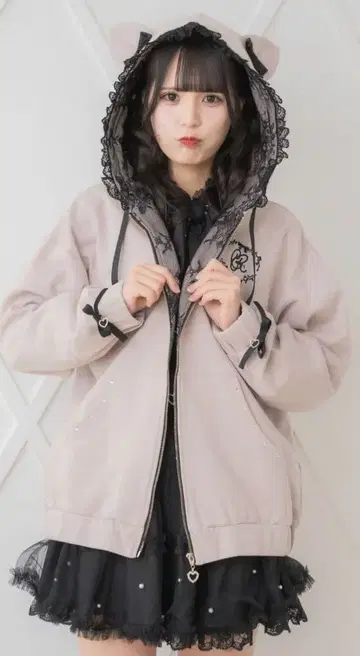 ROJITA 리본 캣 후드티 핑크 양산형 지뢰계