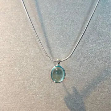 파란색 타원형 펜던트 실버 목걸이