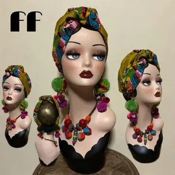 아프리칸 뜨개질 뽀꼬리 헤어 터번 헤어밴드