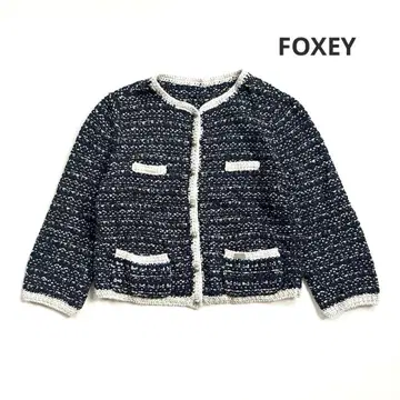 폭시 Foxey 트위드 니트 가디건 자켓