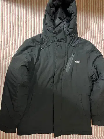 MARVEL 후드 부착 다운 자켓 블랙