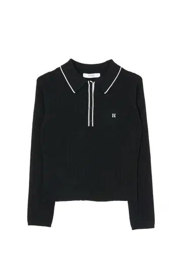Herlipto 피케 폴로 니트 탑 블랙 하자품