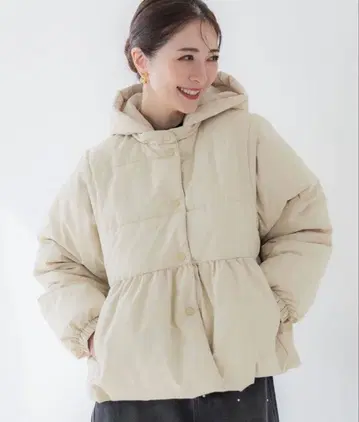 택 포함 새상품 베이지 개더 충전솜 아우터 4way 자켓 M
