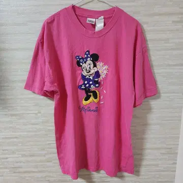90s Disney 디즈니 T셔츠 미니 자수 핑크