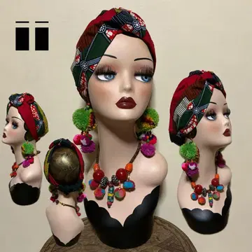 아프리칸 뜨개 뽀꼬리 헤어 터번 헤어밴드