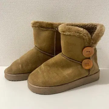 버튼 달린 숏 어그 부츠 (S) 카멜