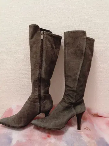 인하! [긴자 카네마츠] 그레이 (23.5cm) 스웨이드 롱 부츠