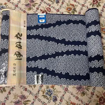 유카타 옷감 네이비 꽃무늬 코튼 원단 100g