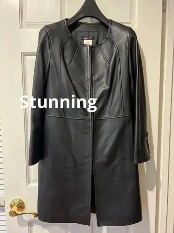 Stunning 가죽 노카라 롱 코트