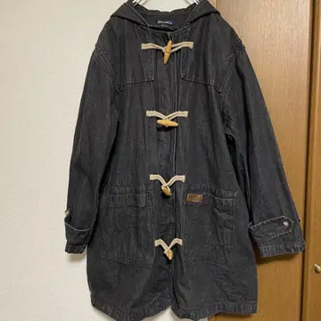 DENIM & CO. 후드 더플 코트 데님