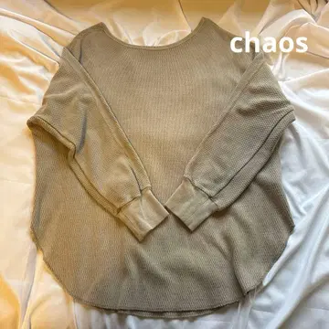 카오스 chaos 와플 풀오버 티셔츠 긴팔 베이지