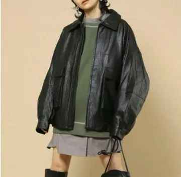 블랙 가죽 오버 사이즈 자켓