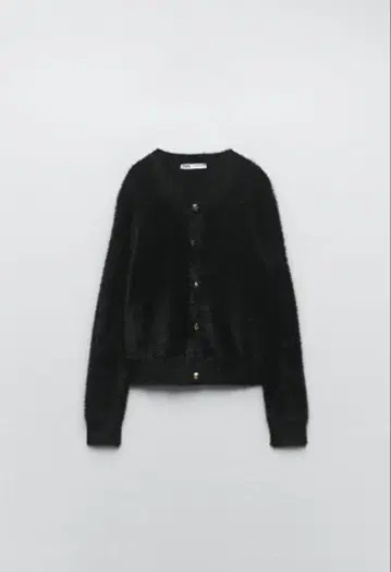 ZARA 자라 골드 버튼 퍼 가디건 에코퍼