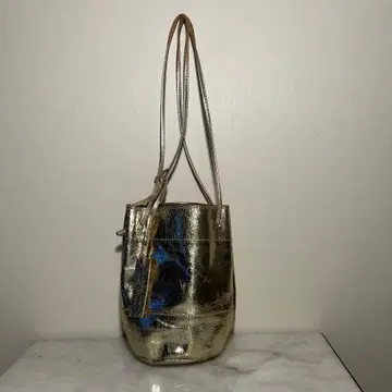 마르코 마시 메탈릭 골드 버킷형 이탈리아 가죽제품