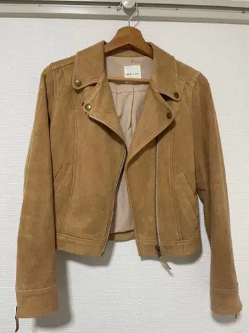 스웨이드 숏 기장 라이더 자켓 S 베이지