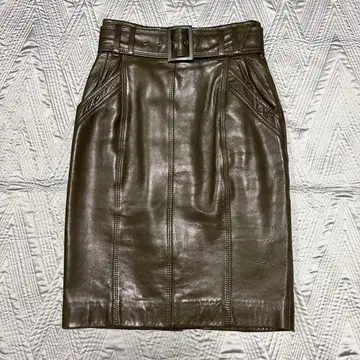 LAUTREAMONT 브라운 가죽 타이트 스커트