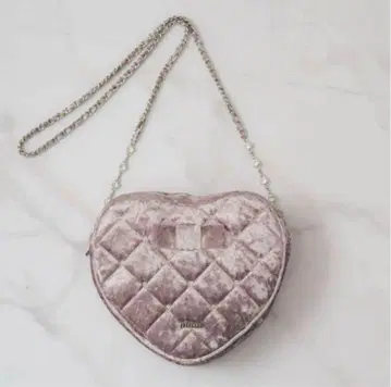 pium 피움 벨로아 퀼팅 하트 미니백 더스티 핑크