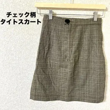 체크 무늬 타이트 스커트 브라운 미니 스커트 여성용