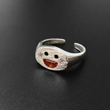 미소 모티브 실버 반지