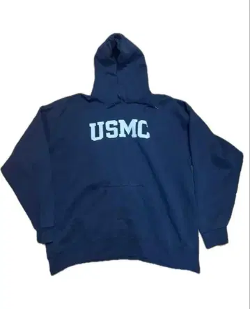 USMC 로고 네이비 후드 부착 후드티