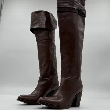 [ 미사용 ] 사토레 조키 가죽 롱 부츠 브라운 여성용