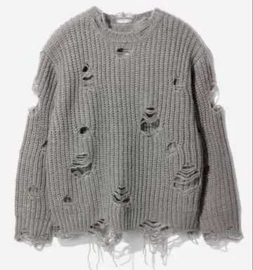 인기 [ HARE ] 스웨터 니트 데미지 울 니트 풀오버 그레이